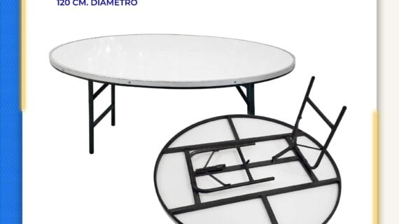 Mesa redonda infantil de 120 cm. diámetro cubierta de fibra de vidrio