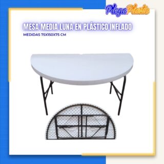 Mesa media luna cubierta de plástico inflado