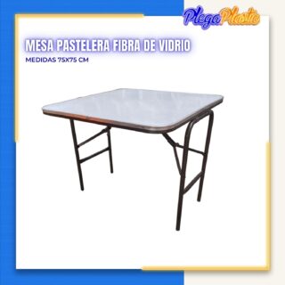 Mesa cuadrada 75 x 75 cm cubierta de fibra de vidrio