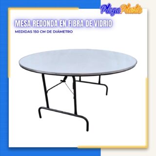 Mesa redonda de 150 cm de diámetro cubierta de fibra de vidrio o ABS