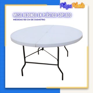 Mesa redonda de 150 cm de diámetro cubierta de plástico inflado