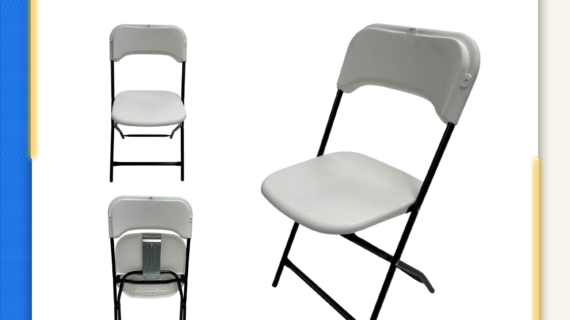 Silla plegable reforzada con asiento y respaldo en plástico blanco PRO